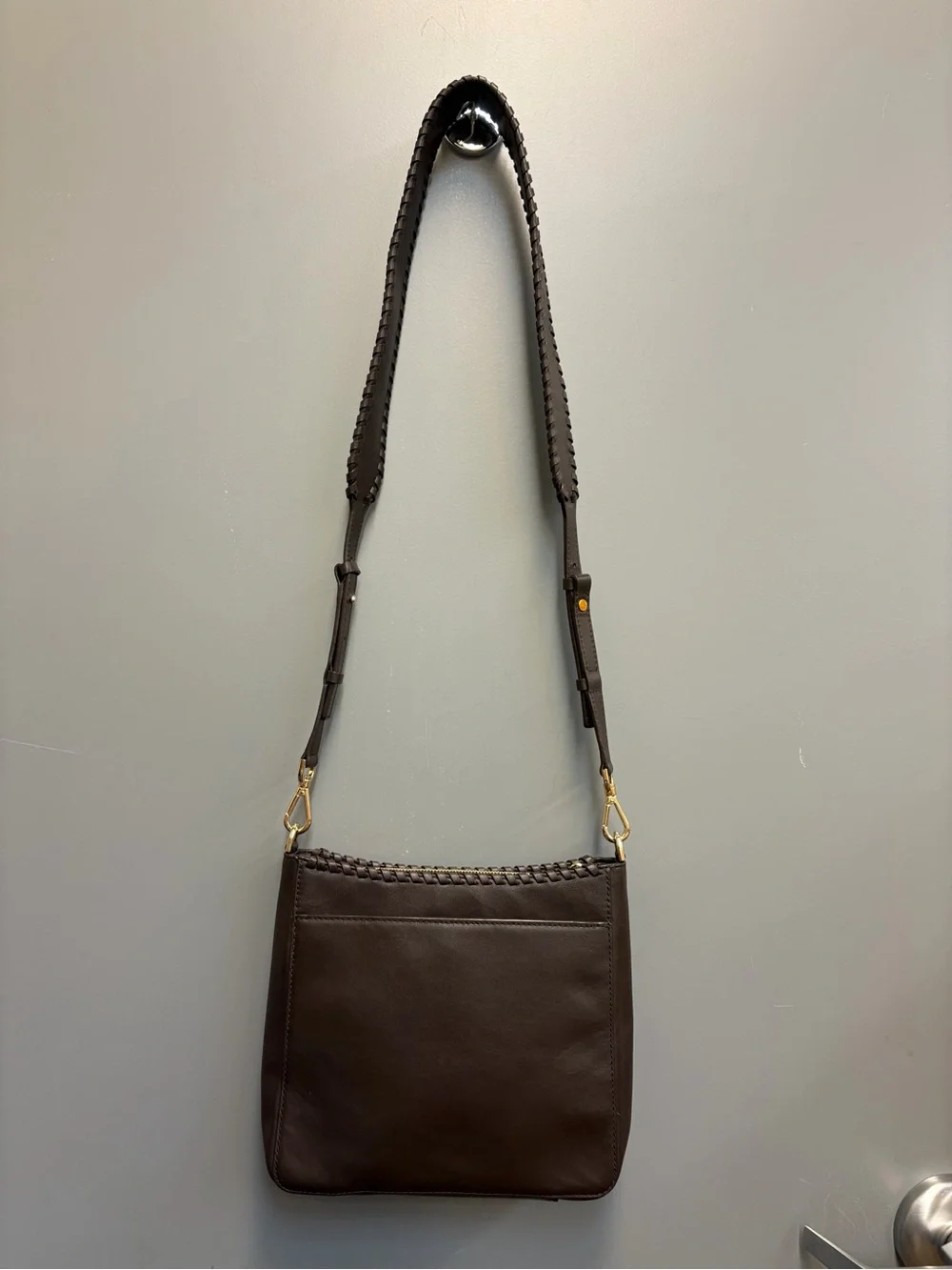 Michael Kors Medium Pocket Pack Crossbody Brown Leather Whipstitch Bag